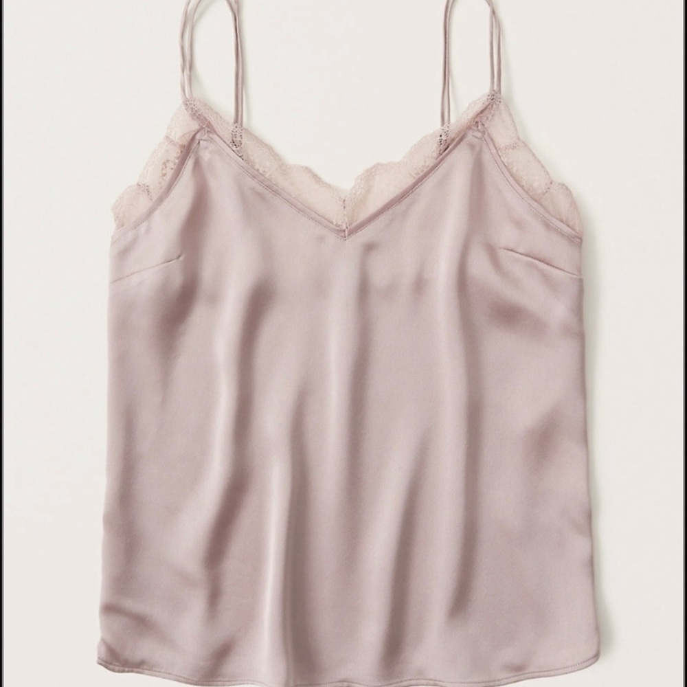 Abercrombie & Fitch Lace Trim Double Strap Cami Satin